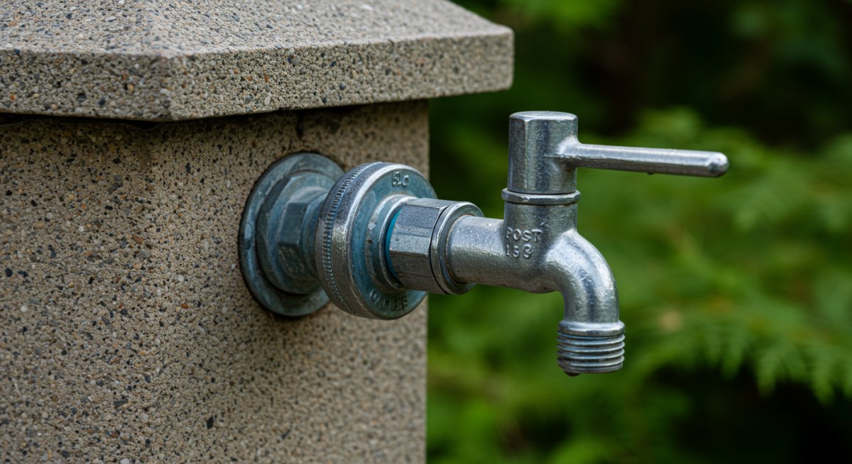 不凍水栓柱の設置例と水抜き操作の様子