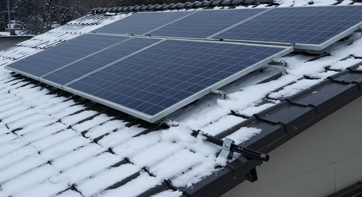 屋根の雪止め金具と太陽光パネルの落雪防止対策