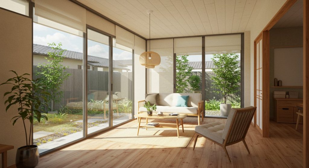 室内から見る目隠しフェンスのイメージ