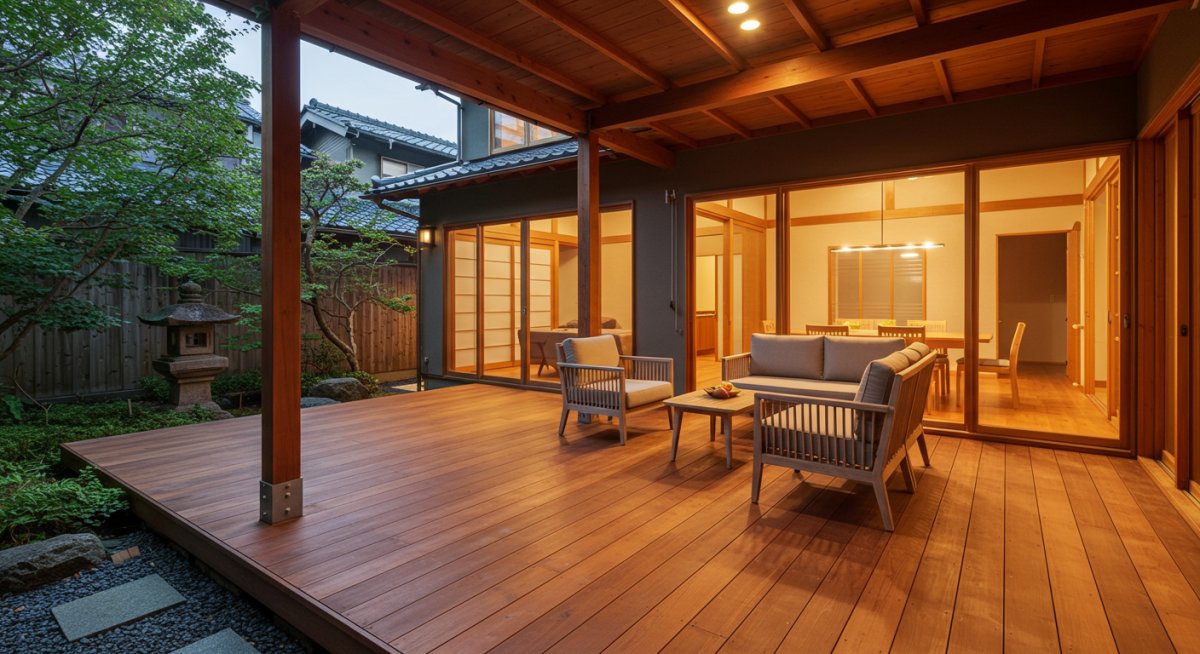 ナチュラルな雰囲気のウッドデッキ設置事例